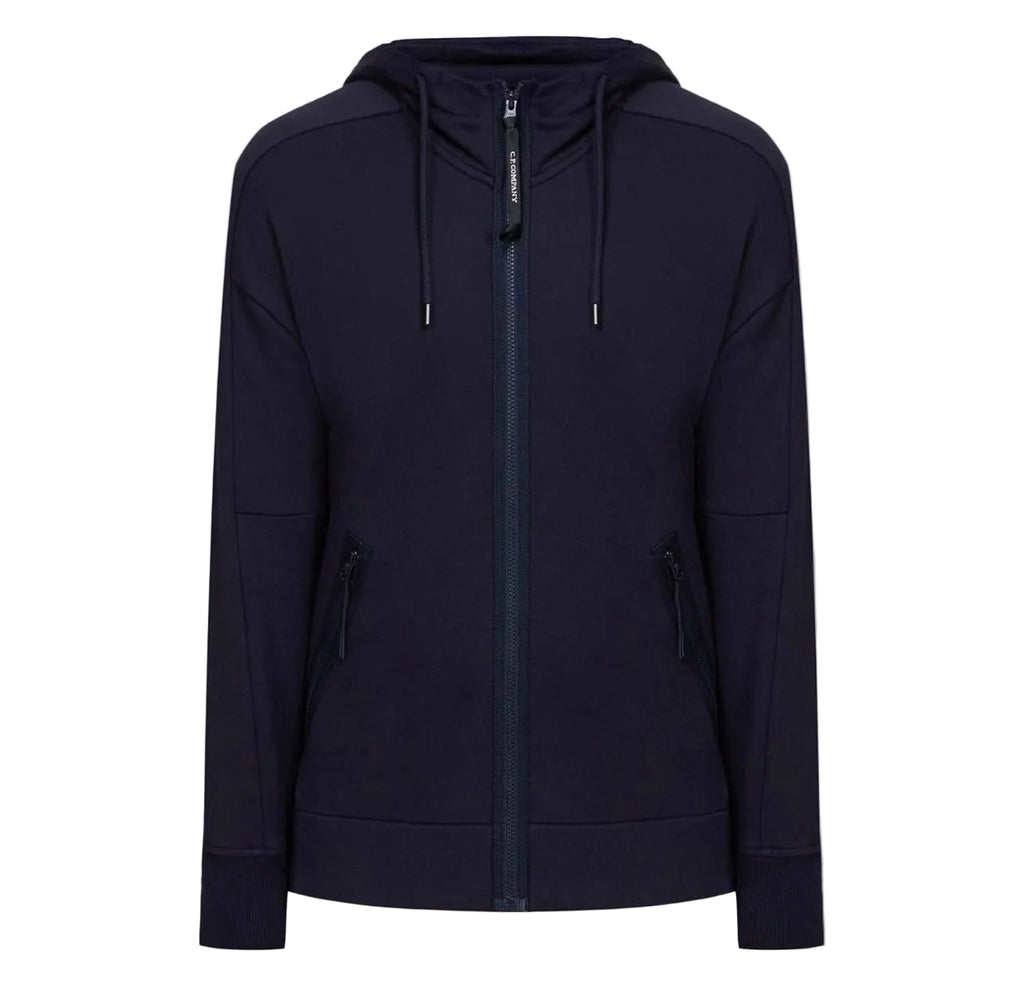 Cp Company Goggle Full Zip Hoodie In Navy
