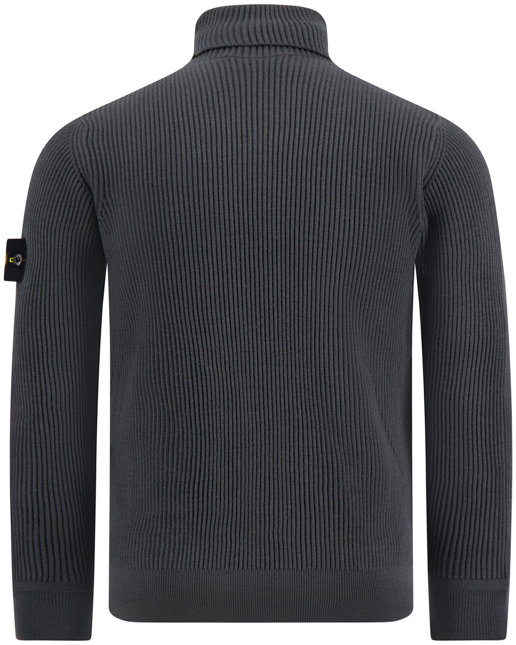 Stone Island Ribbed Virgin Wool Turtleneck Sweatshirt In Grey