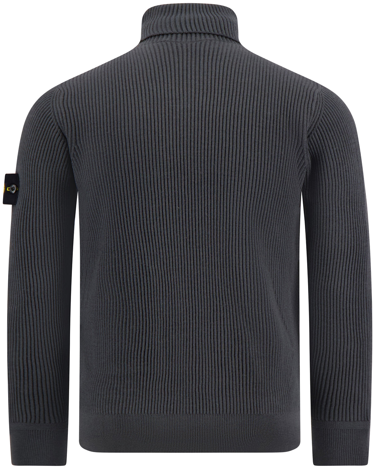 Stone Island Ribbed Virgin Wool Turtleneck Sweatshirt In Grey