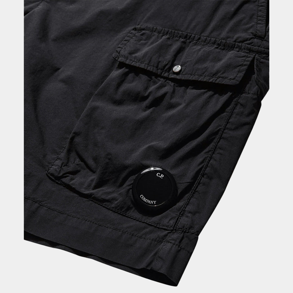 Cp Company 111A 50 Fili Lens Cargo Shorts In Black