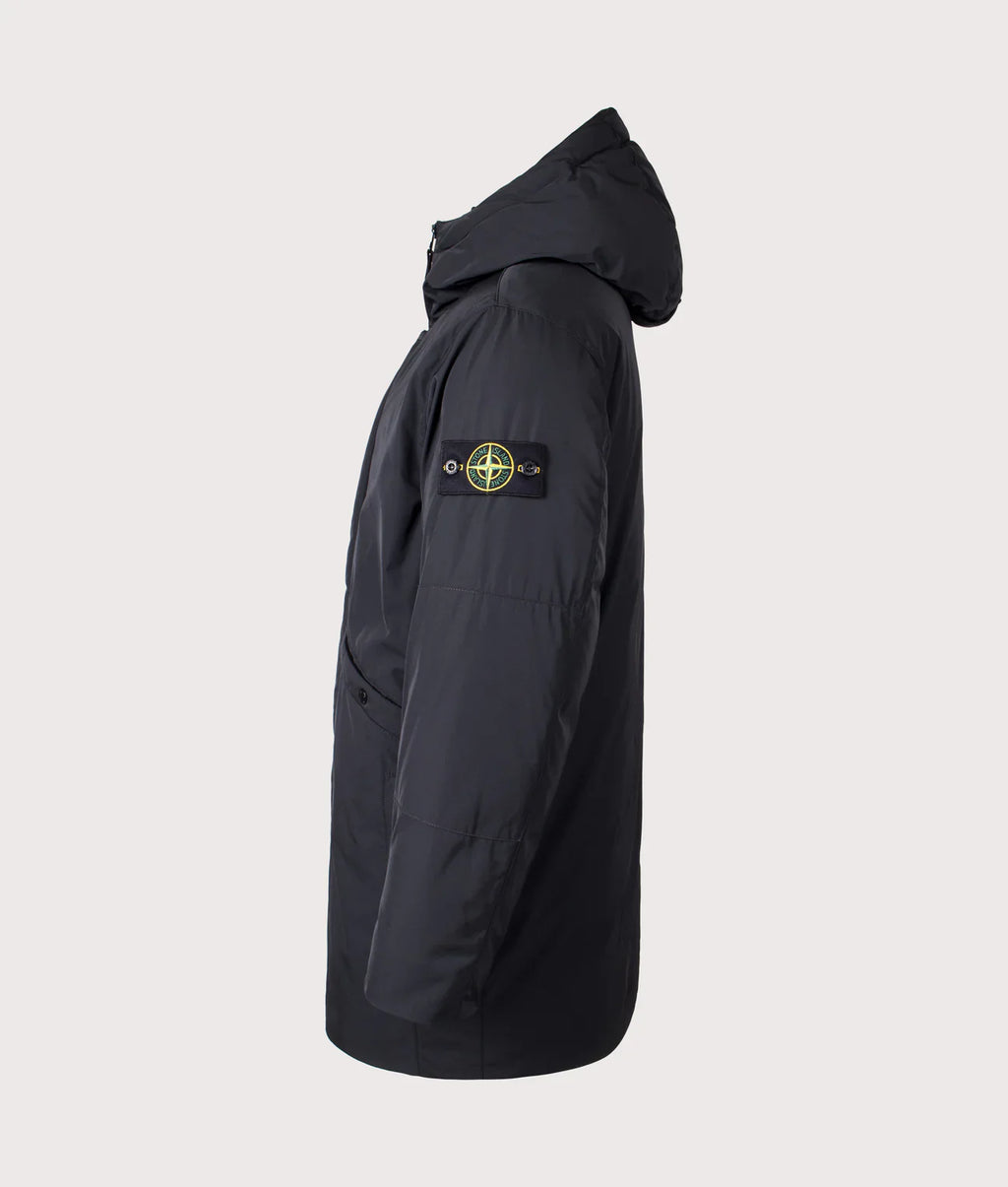 Stone Island Micro Twill Down Parka In Black