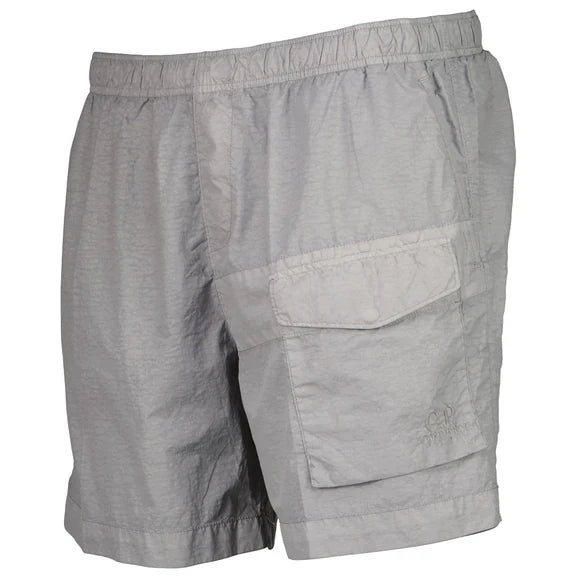 Cp Company Flatt Nylon Pocket Logo Swim Shorts In Limestone