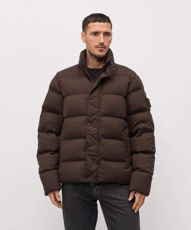 Stone Island Ghost Twill Wool-Tc Down Jacket In Brown