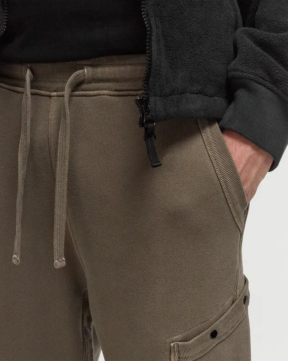 Stone Island Diagonal Fleece Old Effect Pocket Joggers In Walnut Brown