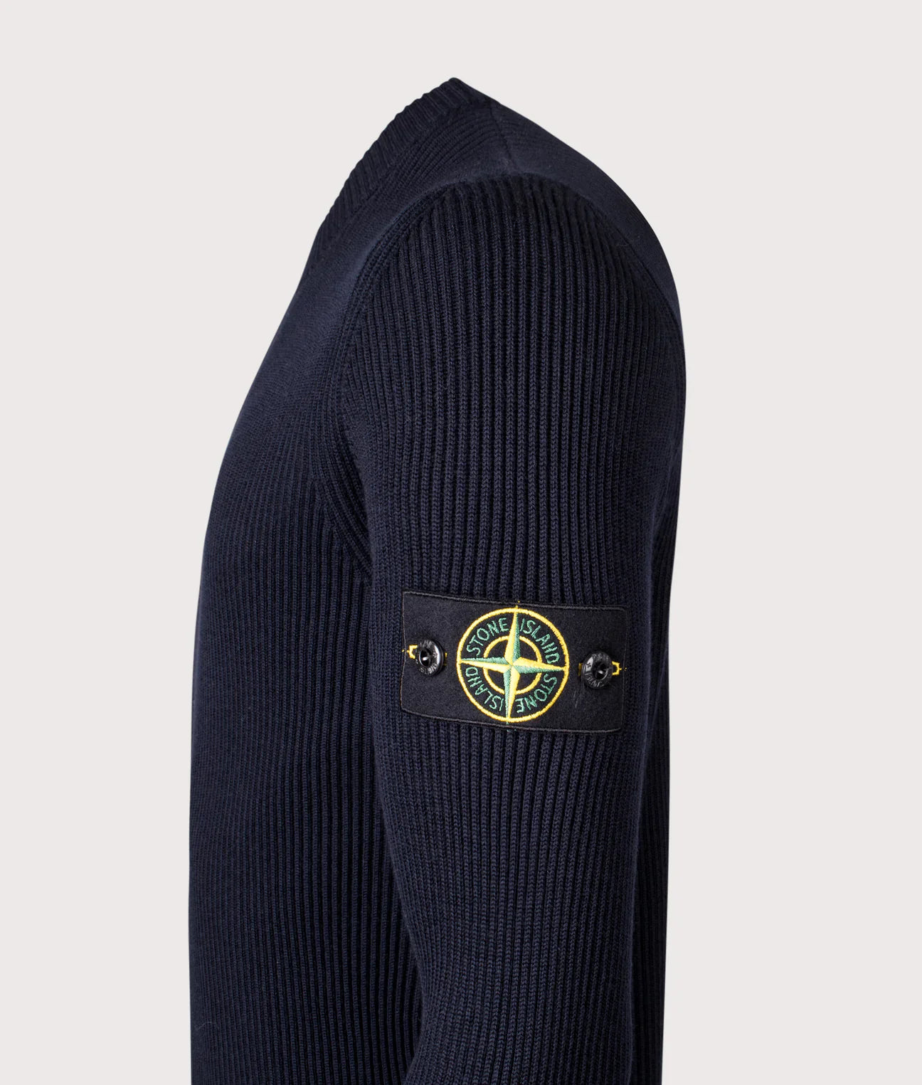 Stone Island Rib Knit Sweatshirt In Navy