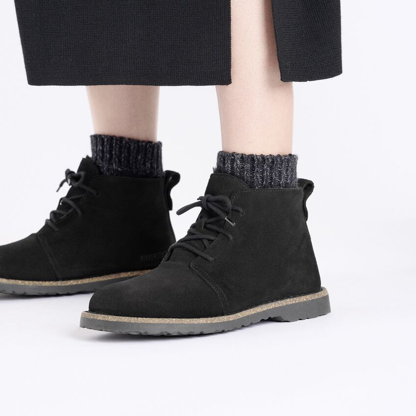 Uppsala Mid Shearling Suede Leather Regular/Wide Black