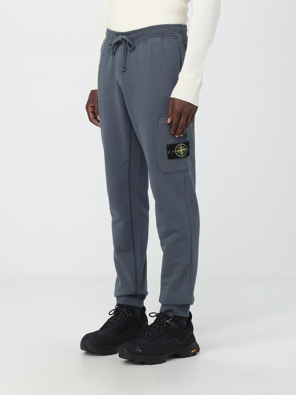 Stone Island Cotton Jogging Botttoms In Grey