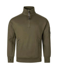 Cp Company 16cm Diagonal Raised Quarter Zip Lens Sweatshirt In Ivy Green