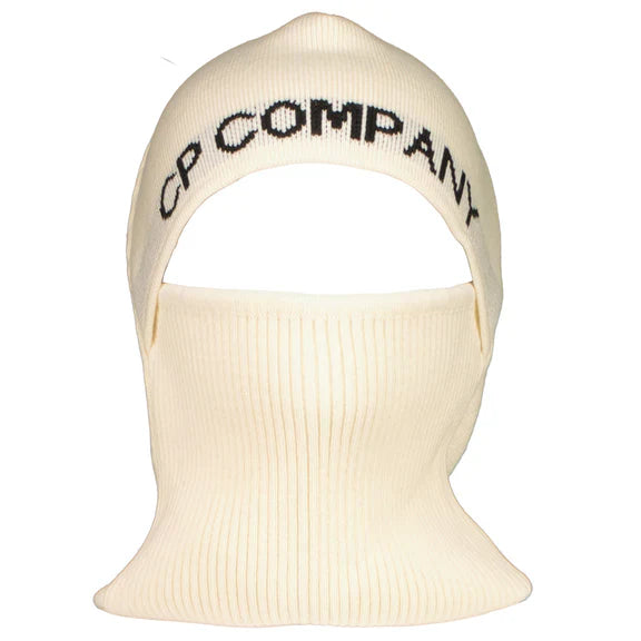Cp Company Knitted Big Logo Balaclava in White