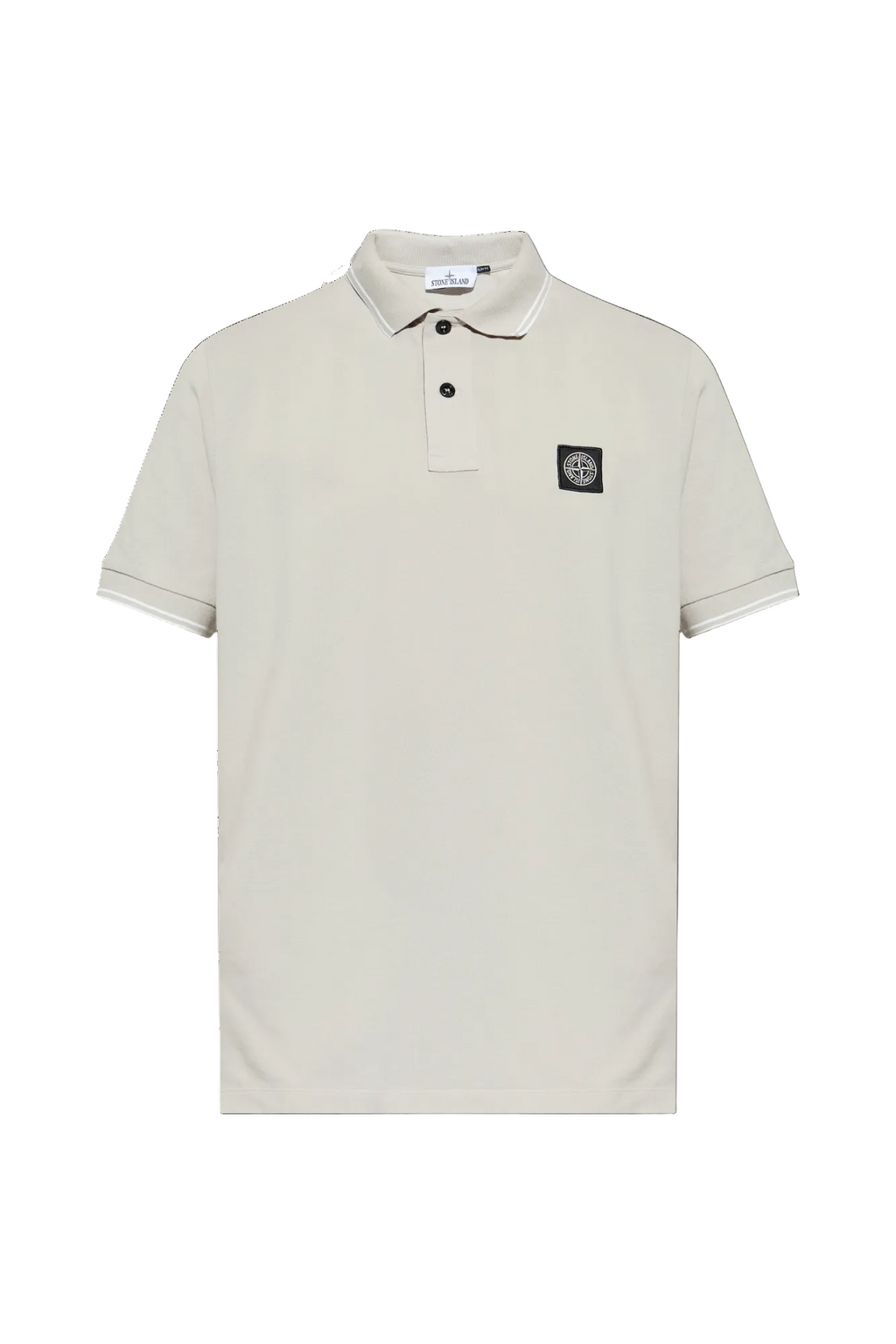 Stone Island Slim Fit Compass Logo Patch Polo Shirt In Pearl Grey