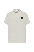 Stone Island Slim Fit Compass Logo Patch Polo Shirt In Pearl Grey