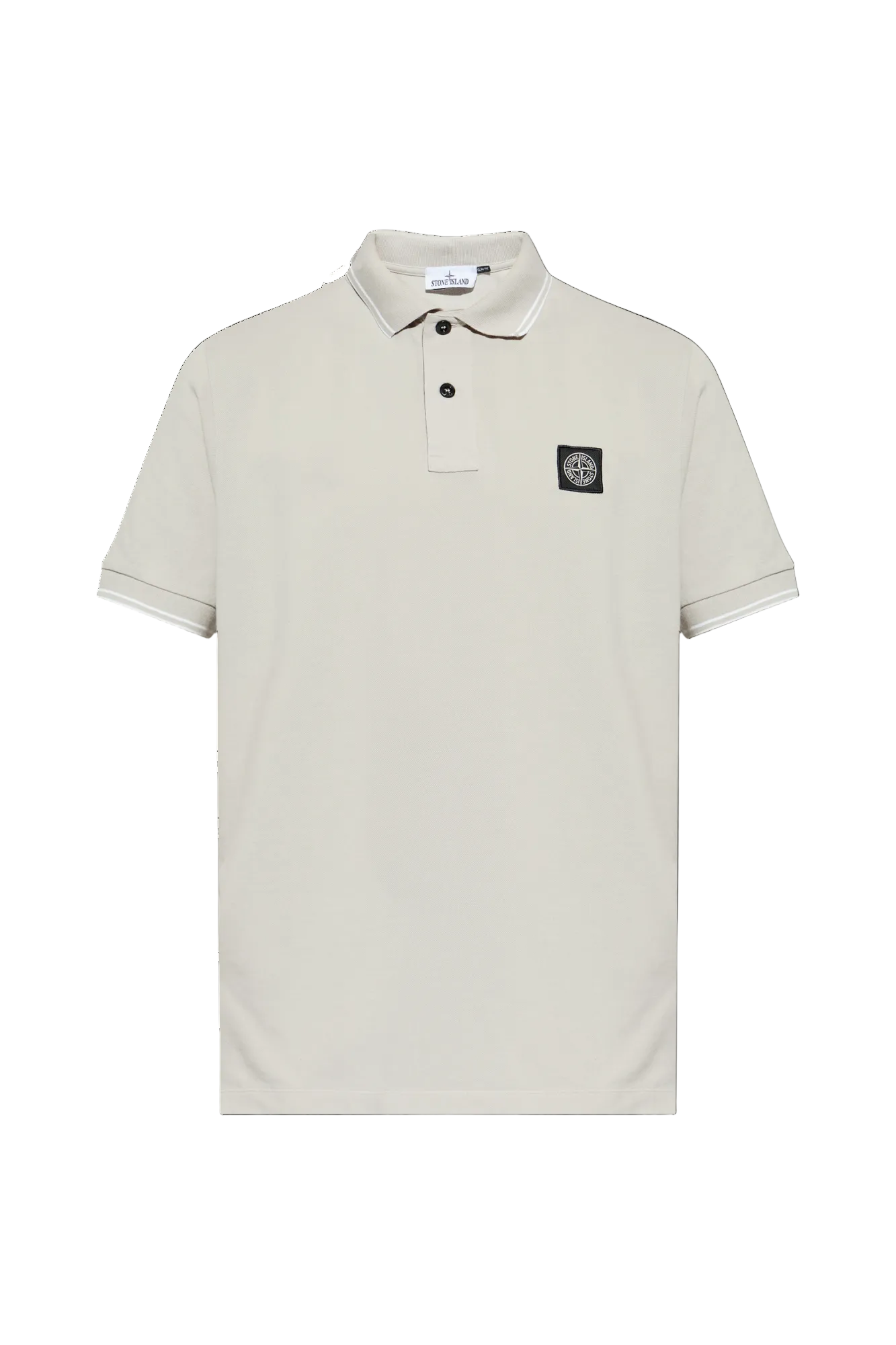 Stone Island Slim Fit Compass Logo Patch Polo Shirt In Pearl Grey