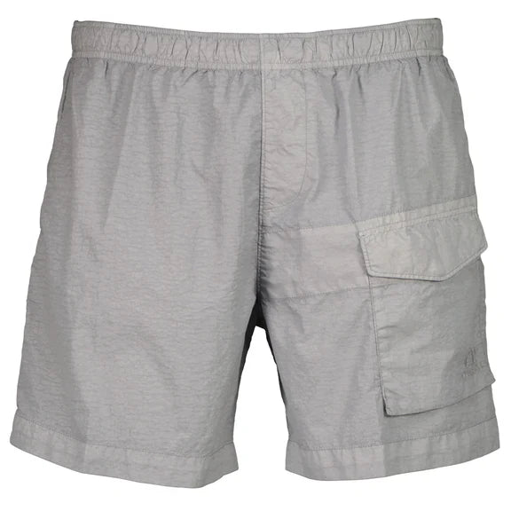 Cp Company Flatt Nylon Pocket Logo Swim Shorts In Limestone