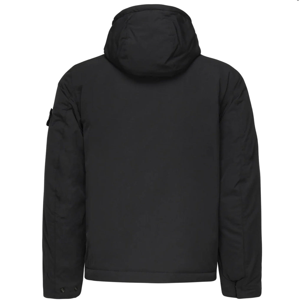 Stone Island Micro Twill Padded Hooded Jacket In Black