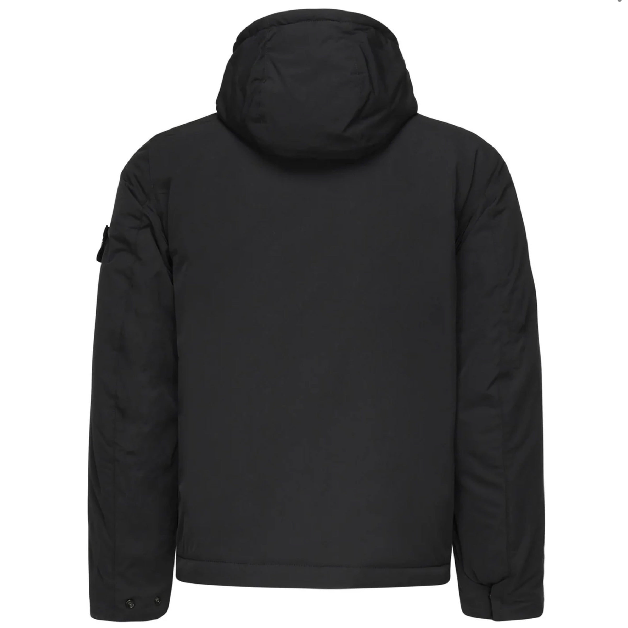 Stone Island Micro Twill Padded Hooded Jacket In Black