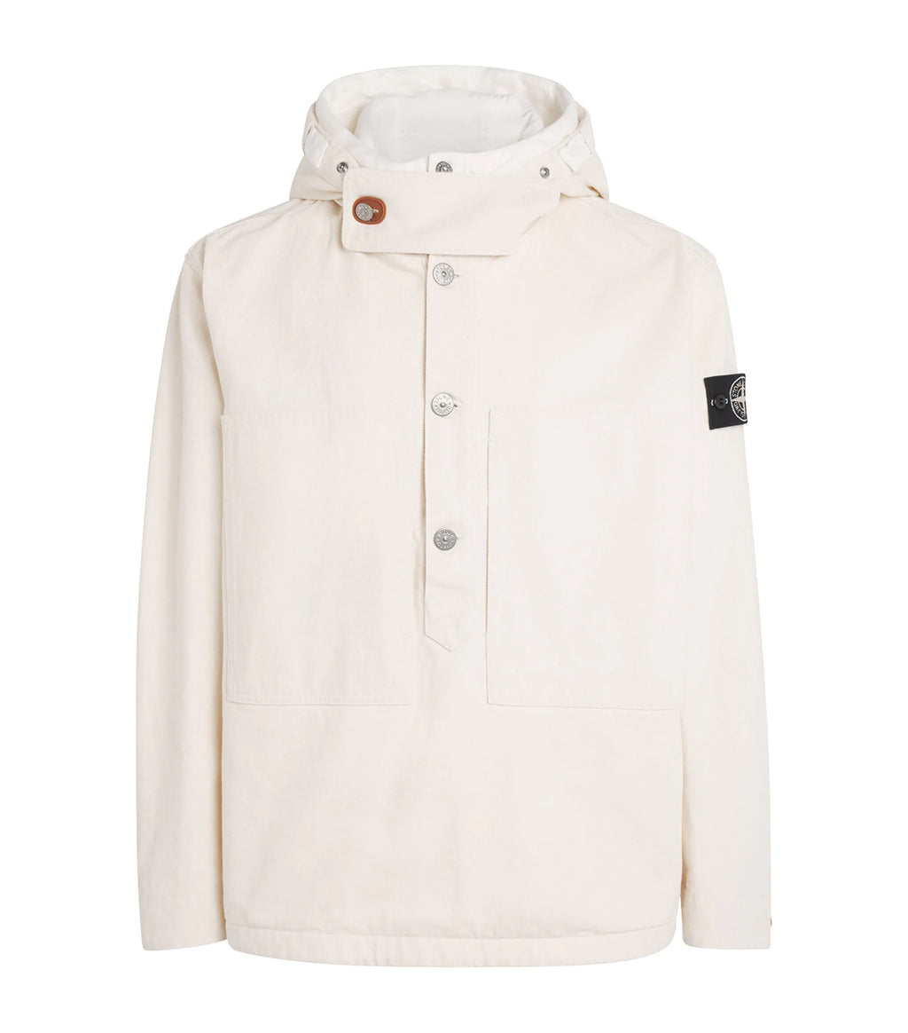 Stone Island Natural Cotton Gabardine Raw Beauty Jacket In Ivory