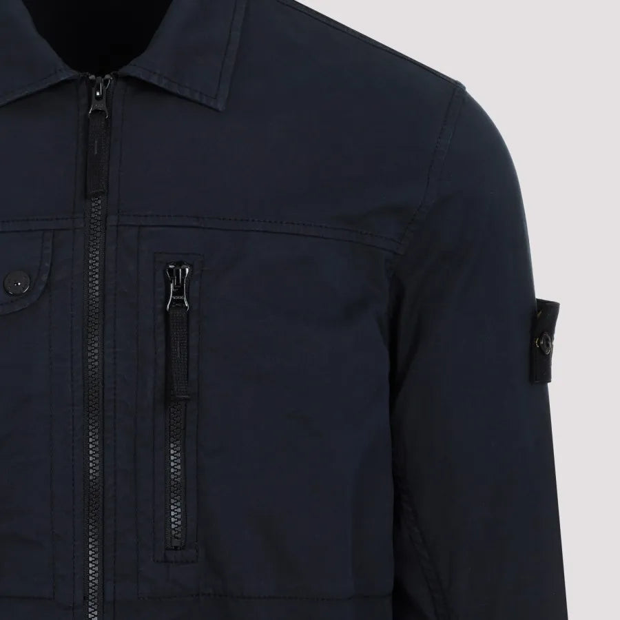Stone Island Supima Cotton Twill Stretch-Tc Shirt In Navy