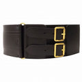 Christian Dior Logo Belt Corset Leather Double Waist Gold Hardware TNT
