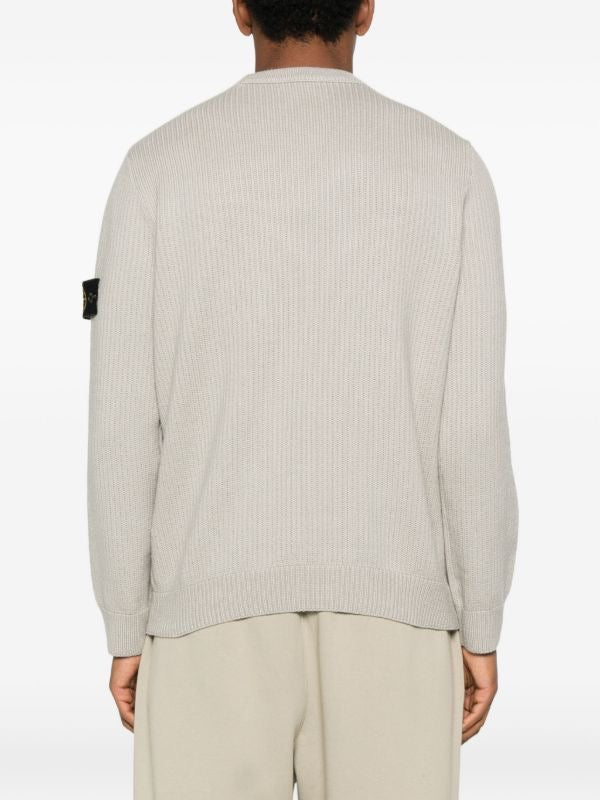 Stone Island Ribbed Sweatshirt In Pearl Grey