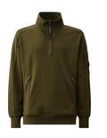Cp Company Quarter Zip Collar Sweatshirt In Ivy Green