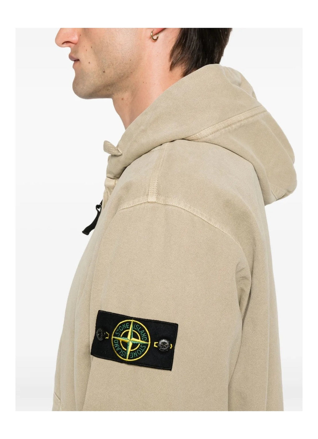 Stone Island Organic Cotton Hooded Canvas Work Jacket In Desert