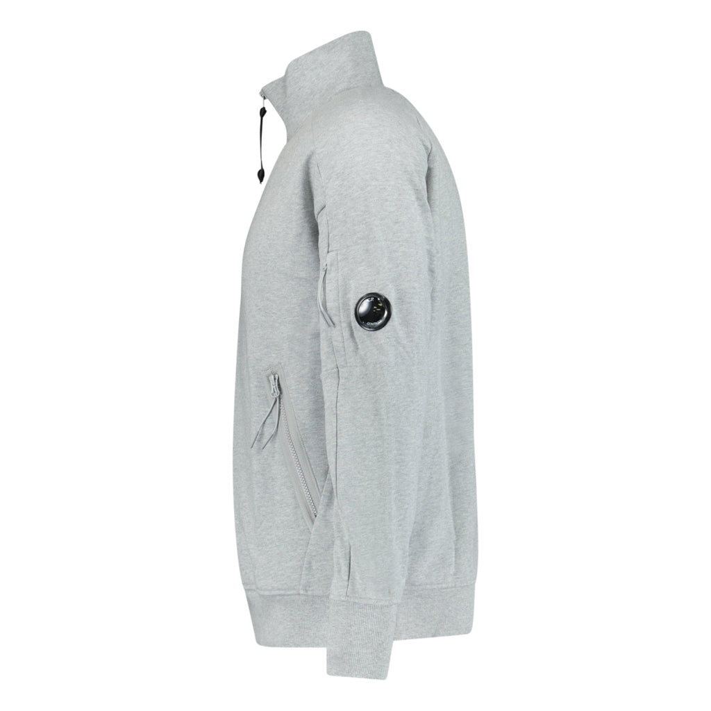Cp Company 16cm Diagonal Raised Quarter Zip Lens Sweatshirt In Grey M93