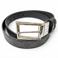 Gucci Leather GG Supreme Canvas Square Buckle Reversible Belt Black 90 36