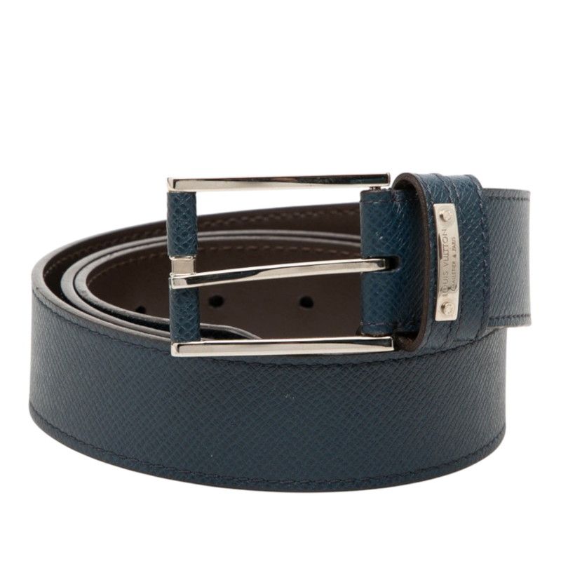 Louis Vuitton 95 36 Navy Brown Leather Belt
