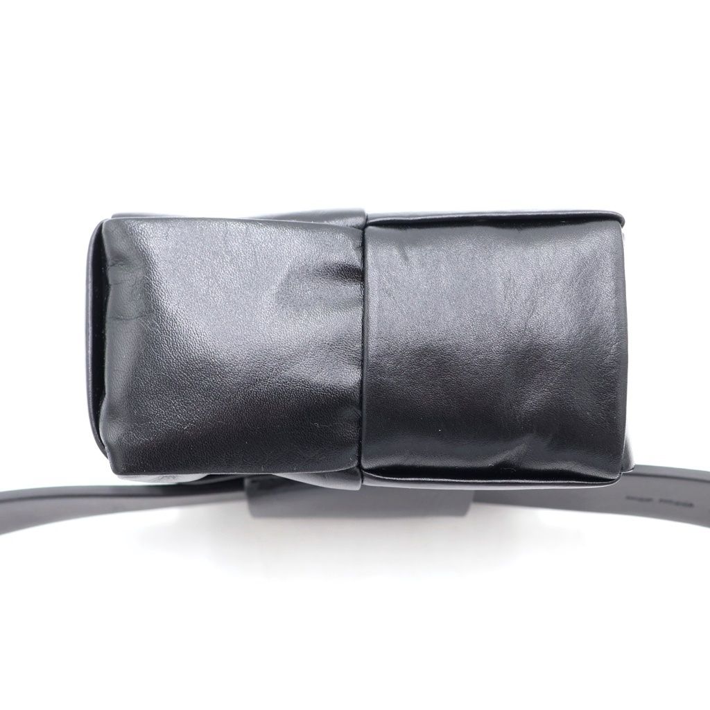 Bottega Veneta Cassette Maxi Intrecciato Belt Waist Back Black Leather
