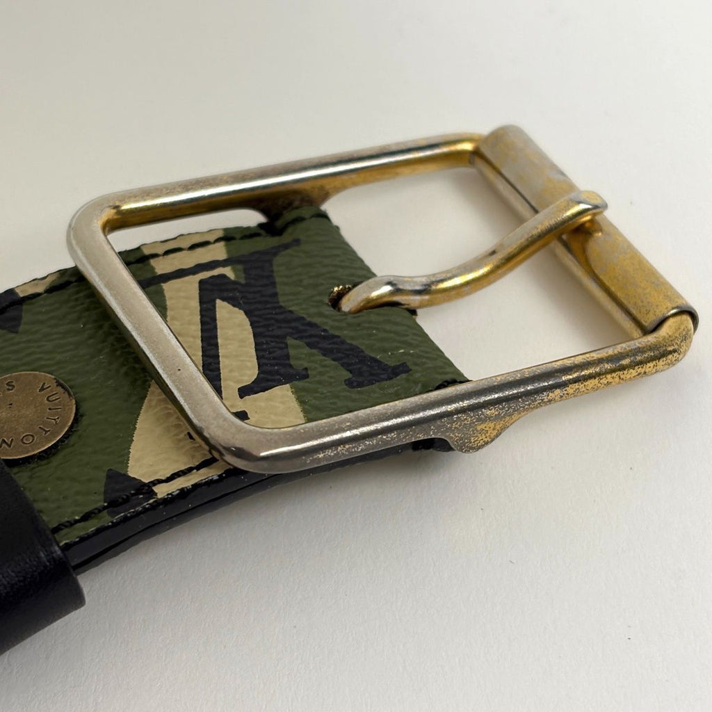 Louis Vuitton Ceinture Monogram Moflage Belt Takashi Murakami Leather Green