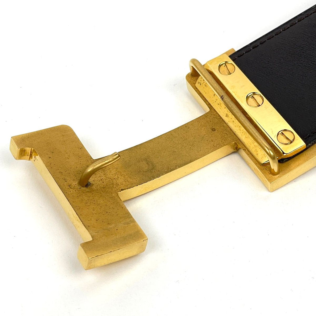 Hermes Constance Reversible H-belt Box Calf Black Brown