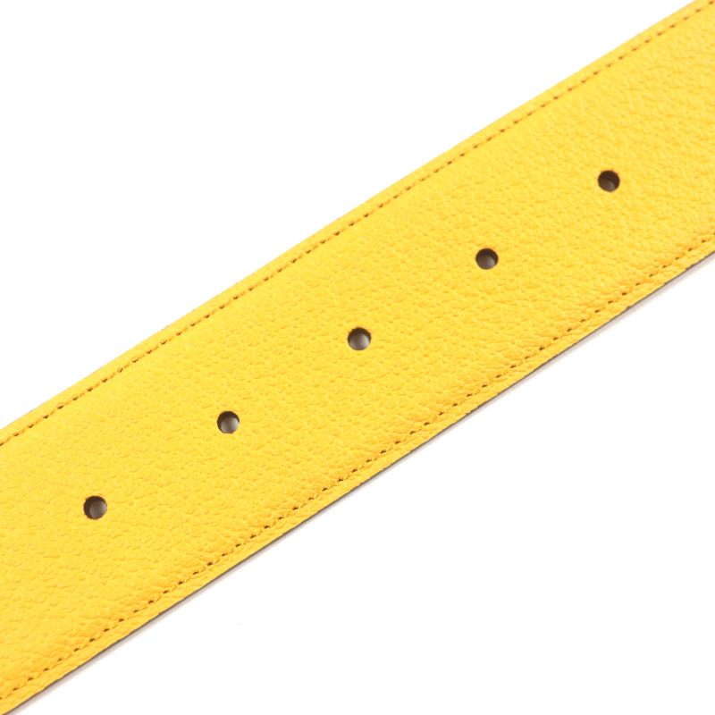 Gucci Memorable Buckle g Logo Bicolor Leather Belt Yellow Blue