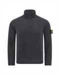 Stone Island Ribbed Virgin Wool Turtleneck Sweatshirt In Grey