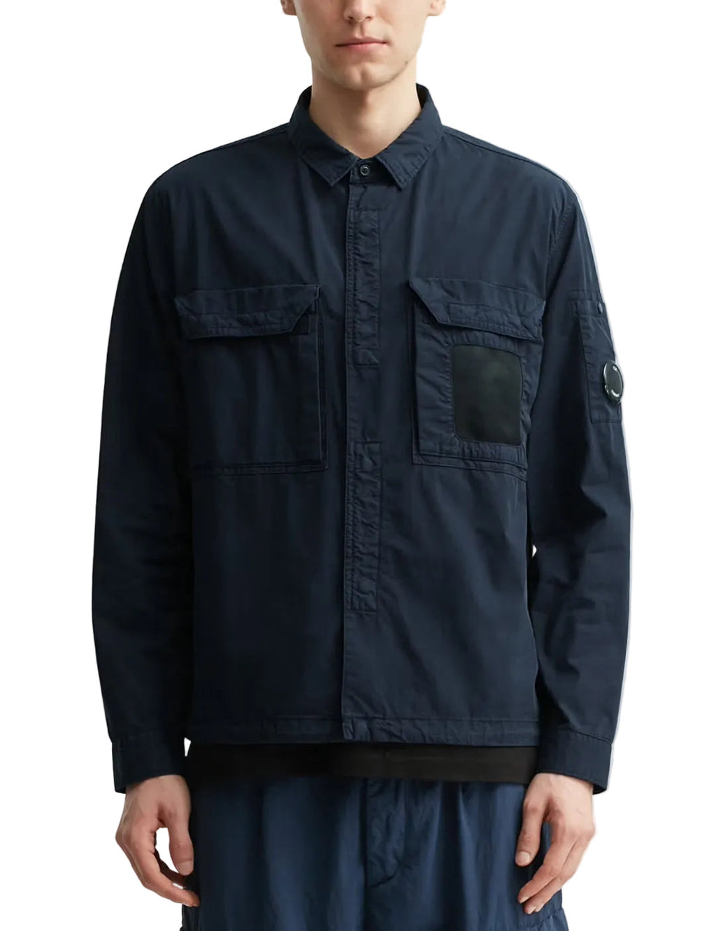 Cp Company 142A Organic Cotton Gabardine Overshirt In Navy