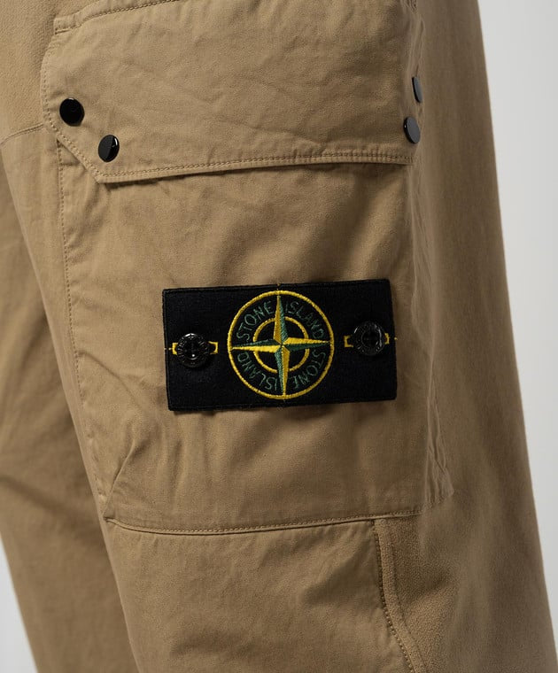 Stone Island Brushed Organic Cotton Fleece Joggers In Biscuit
