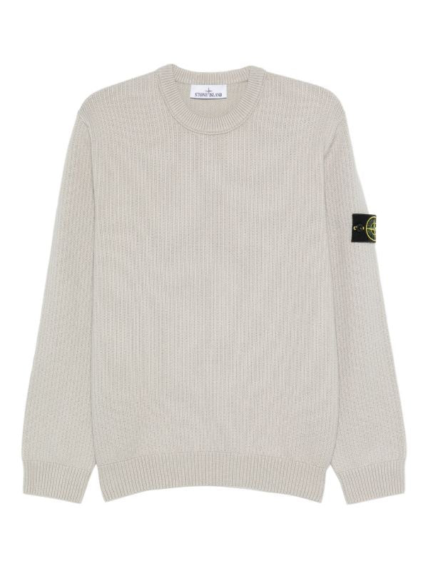 Stone Island Ribbed Sweatshirt In Pearl Grey