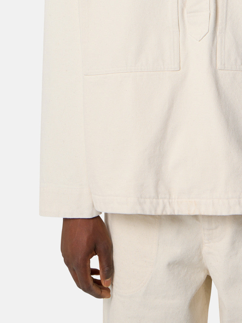 Stone Island Natural Cotton Gabardine Raw Beauty Jacket In Ivory