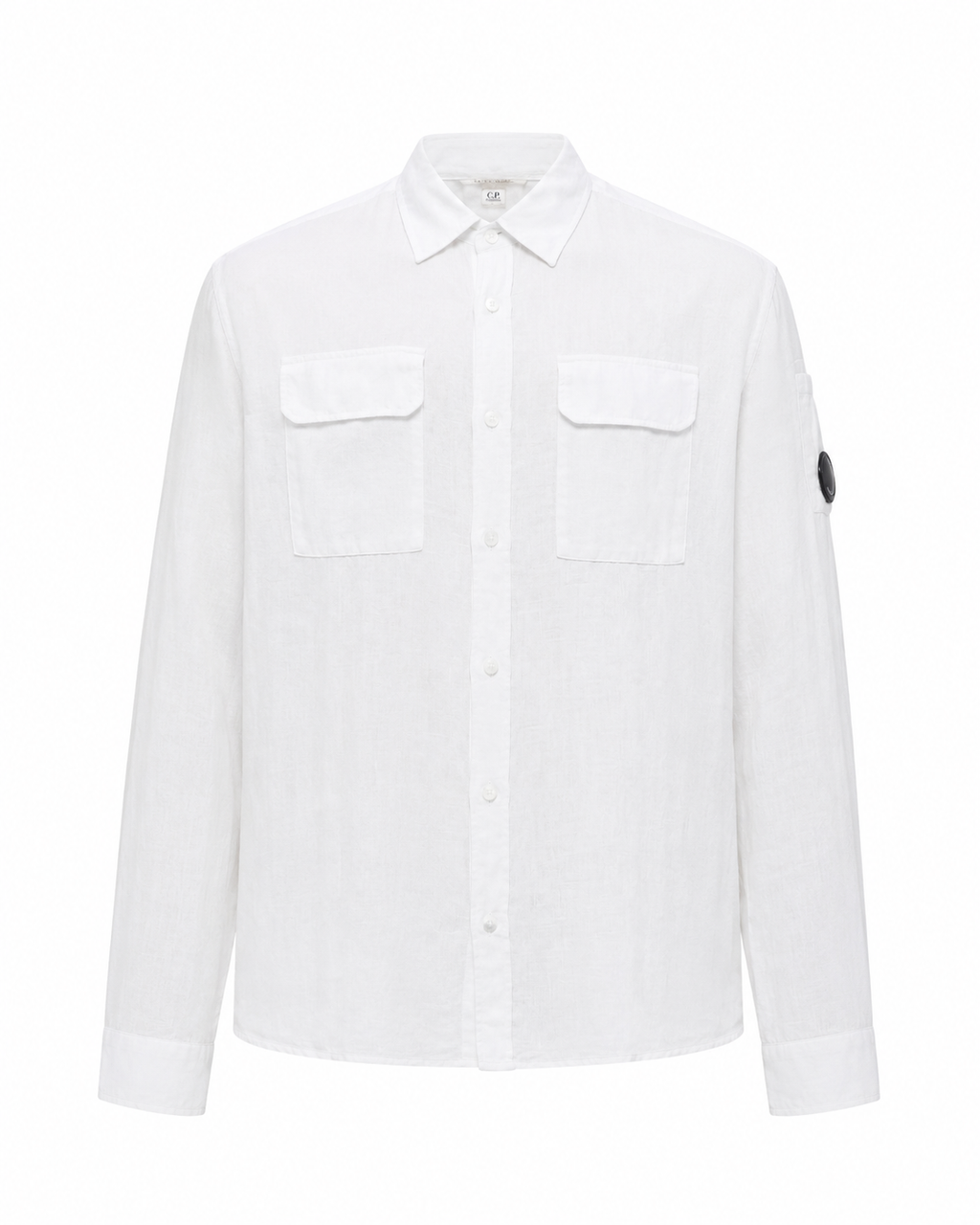 Cp Company 301A Linen Button Up Lens Safari Shirt In White