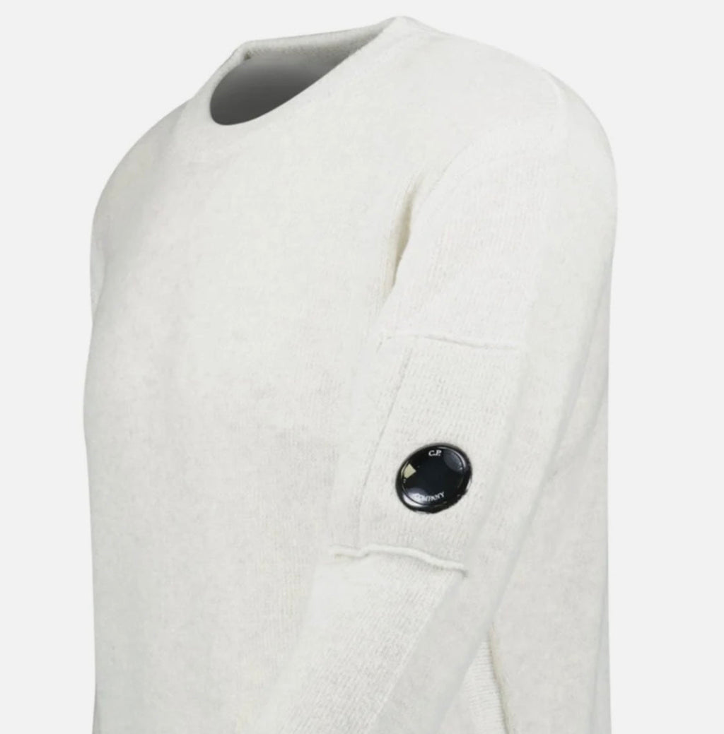 Cp Company Vanise Lens Knit Sweatshirt In White Melange