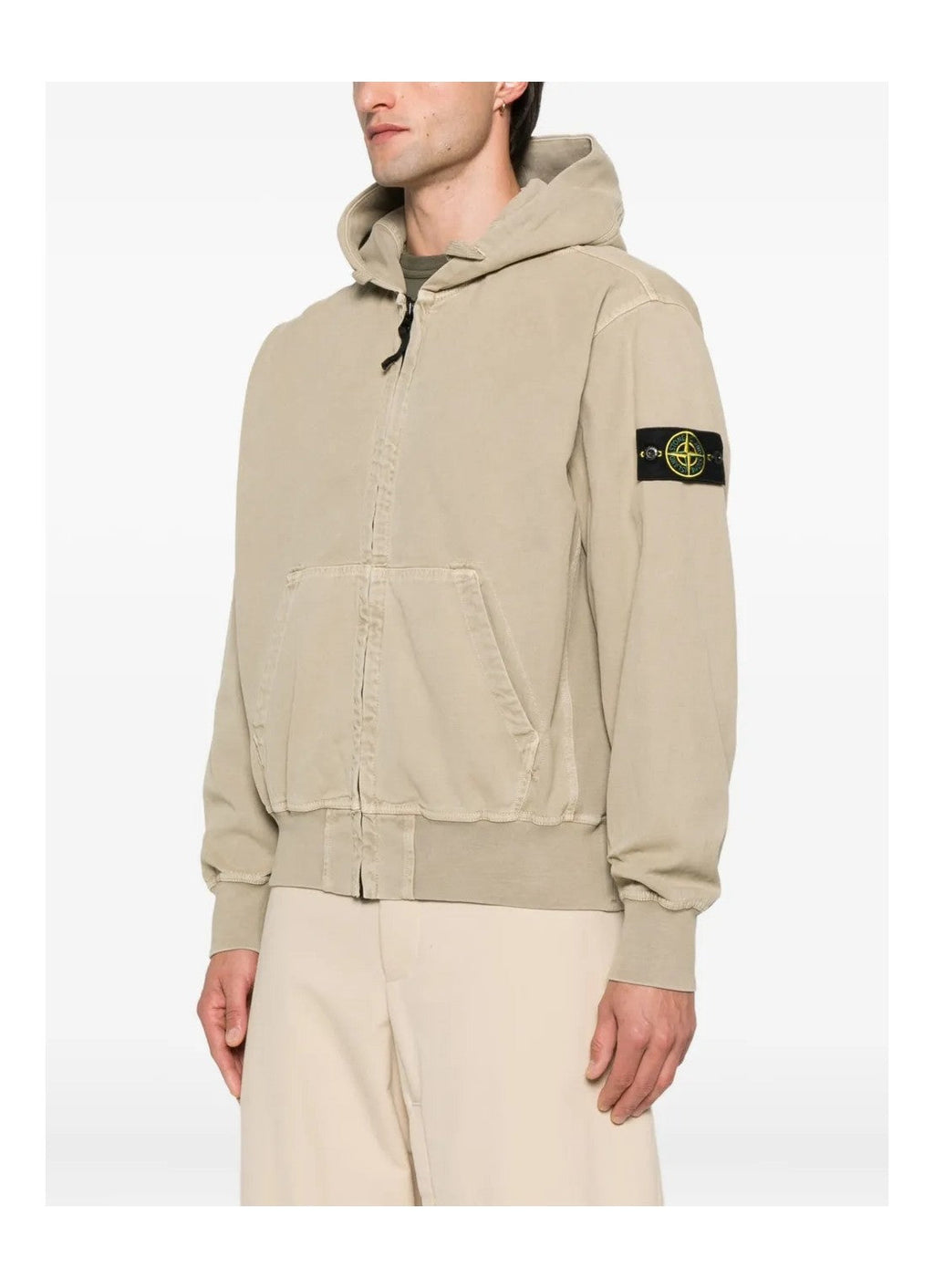 Stone Island Organic Cotton Hooded Canvas Work Jacket In Desert