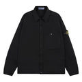 Stone Island Organic Cotton Satin Overshirt In Black