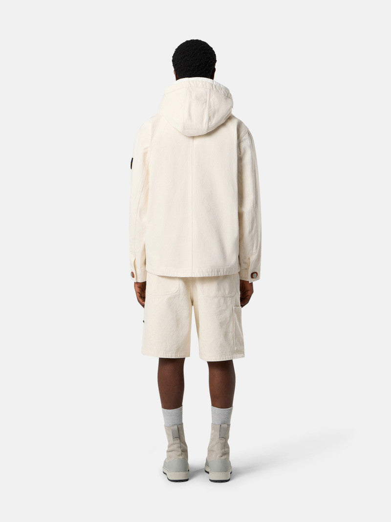 Stone Island Natural Cotton Gabardine Raw Beauty Jacket In Ivory