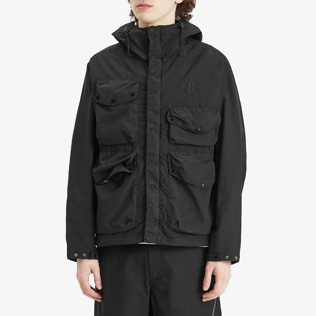 Cp Company Flatt Nylon Goggle Jacket In Black