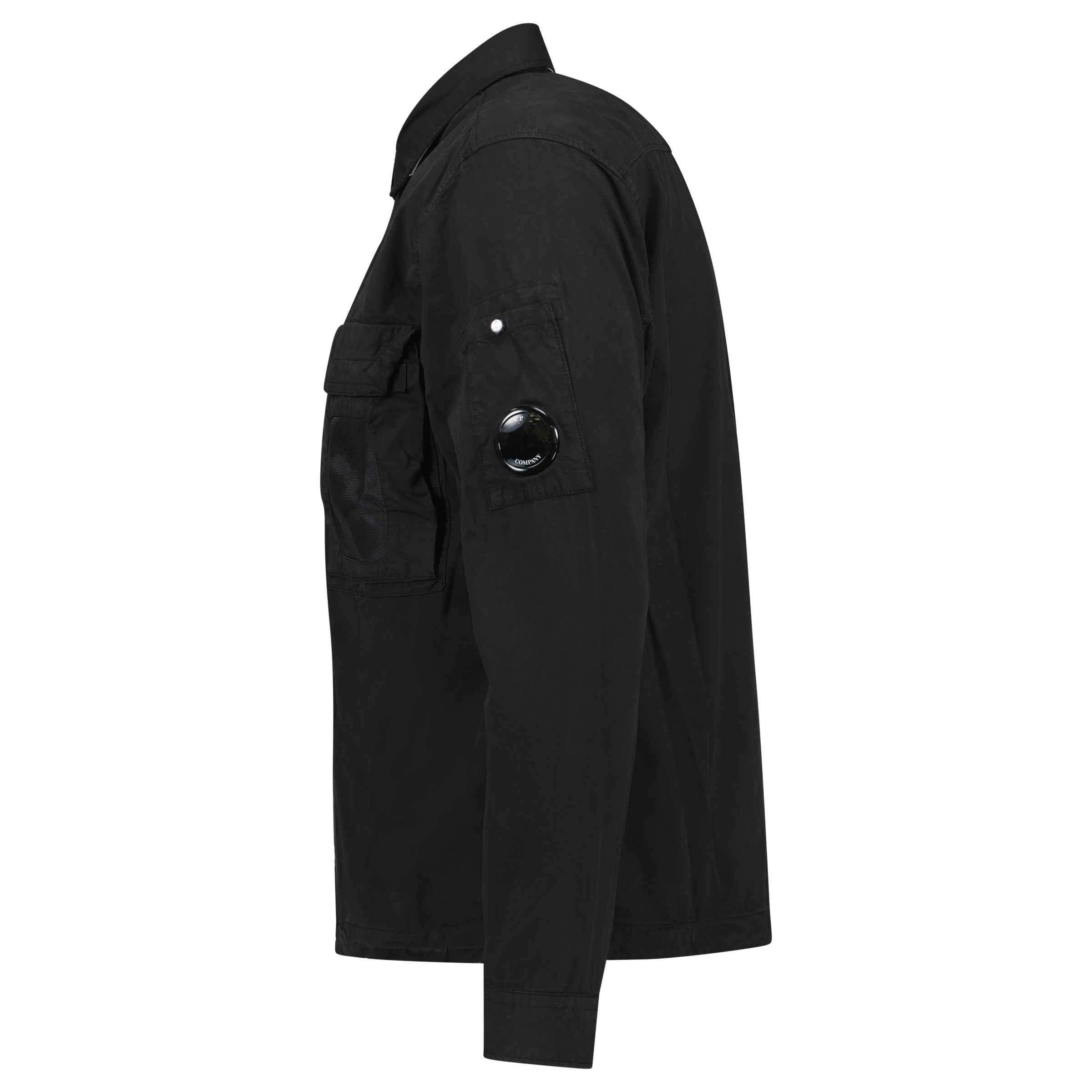 Cp Company 142A Organic Cotton Gabardine Overshirt In Black