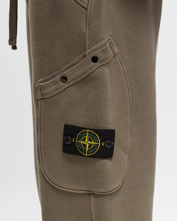 Stone Island Diagonal Fleece Old Effect Pocket Joggers In Walnut Brown