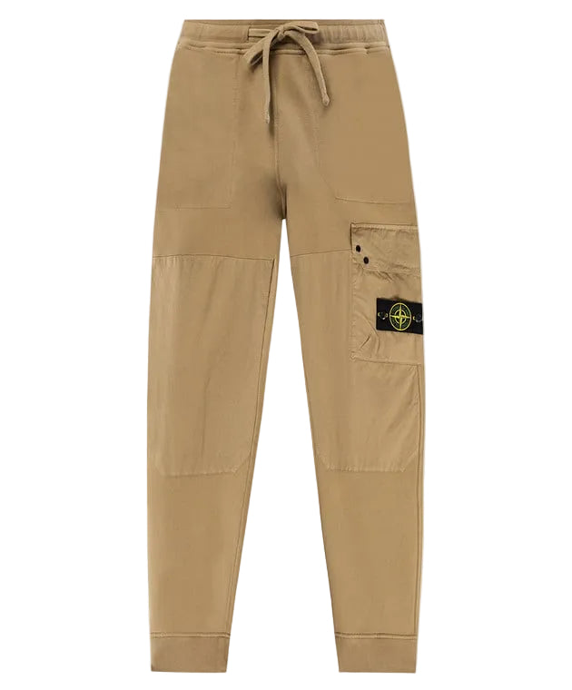 Stone Island Brushed Organic Cotton Fleece Joggers In Biscuit