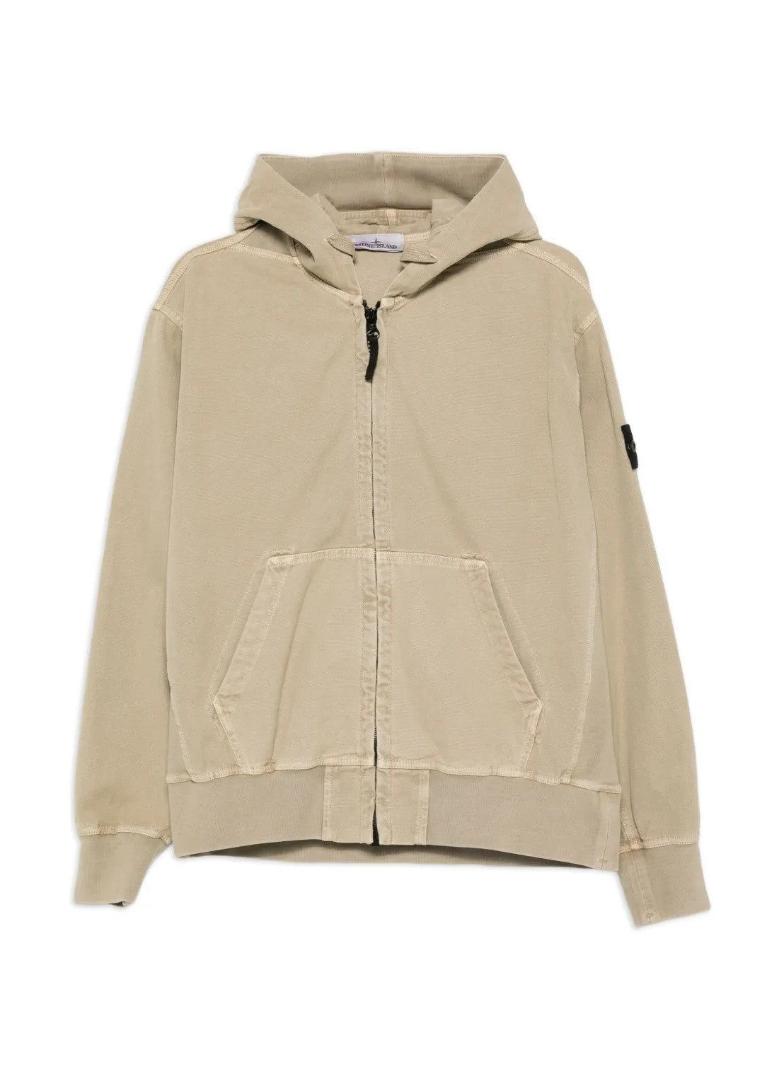 Stone Island Organic Cotton Hooded Canvas Work Jacket In Desert