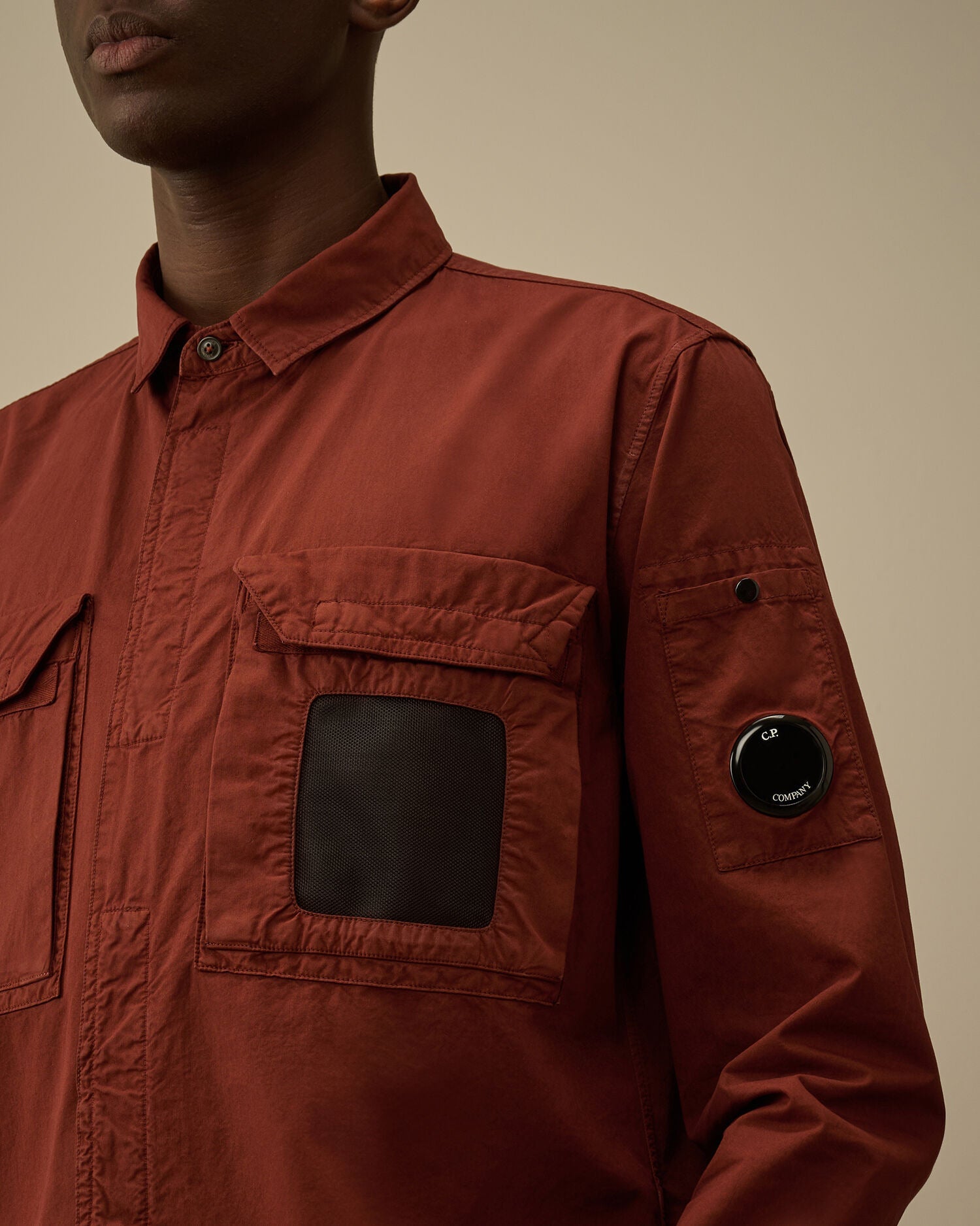 Cp Company 142A Organic Cotton Gabardine Overshirt In Sable