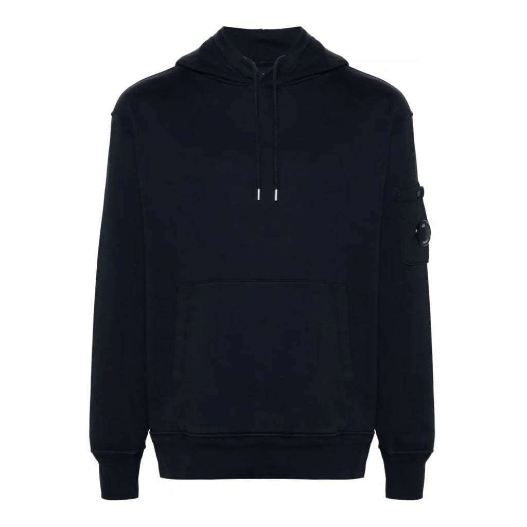 Cp Company 099A Brushed Emerised Resist Dyed Lens Hoodie In Navy