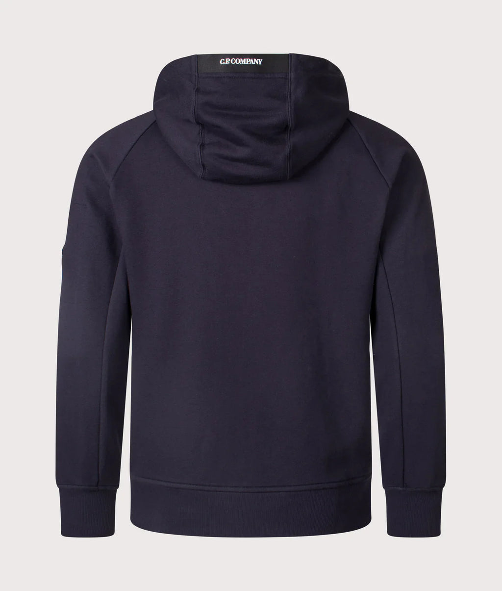 Cp Company 025A Diagonal Raised Lens Full Zip Hoodie In Navy